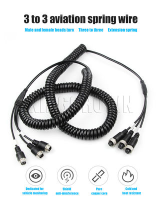 Κατασκευαστής 4Pin Splitter Coiled AV Cable Nylon Trailer Spring Wire Copper Aviation Plug Adapter για εφαρμογές ρεύματος
