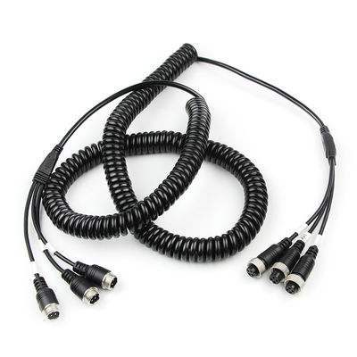 Κατασκευαστής 4Pin Splitter Coiled AV Cable Nylon Trailer Spring Wire Copper Aviation Plug Adapter για εφαρμογές ρεύματος