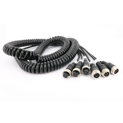 Κατασκευαστής 4Pin Splitter Coiled AV Cable Nylon Trailer Spring Wire Copper Aviation Plug Adapter για εφαρμογές ρεύματος