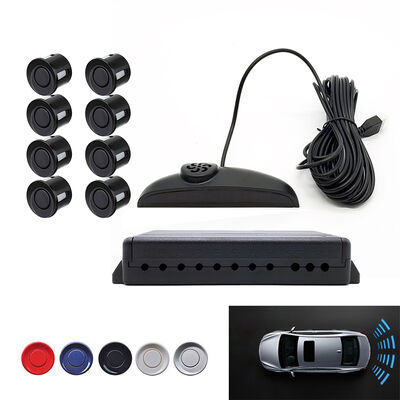 8-Sensor Parking Radar System with Distance Display and Audio Alerts for Safe Parking Assistance