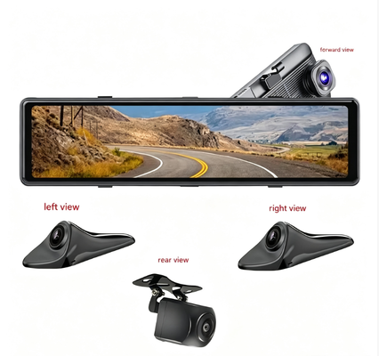 11.26 ιντσών 4CH AHD 1080P Mirror Dashcam Αυτοκινητοκινητοκινητήρα Rearview Mirror DVR Recorder Οχήμα Μαύρο κουτί